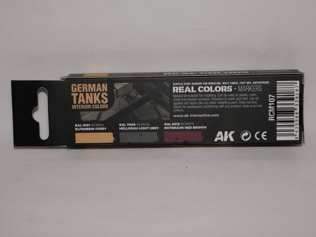 AK Interactive Real Color Acrylic Markers German Tanks 3 Piece Pen Set - RCM107