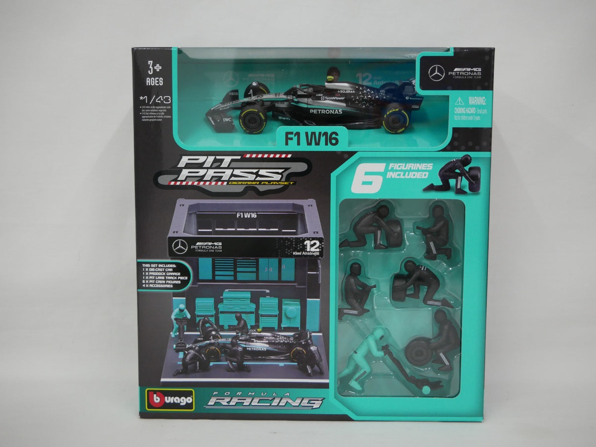 Burago 1:43 Scale Mercedes-AMG Petronas Forumla One Team Pit Pass Diorma Playset - #18-38458A