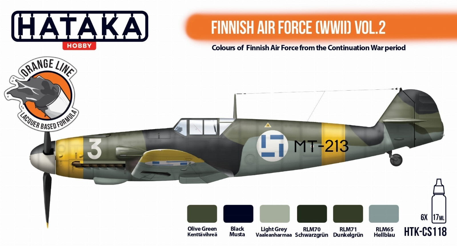 Hataka Orange Line Lacquer Based Formula Finish Air Force WWII Vol.2 - HTK-CS118