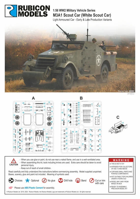 Rubicon Models 1:56 M3A1 Armoured Scout Car (Early & Late Production) - 280083