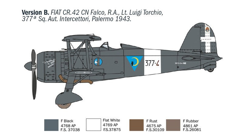 Italeri 1:72 Scale FIAT CR.42 CN Falco Night Fighter Plane Skill Level 2 - 1485